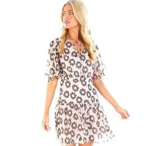 Ted Baker Lucieey Flutter Sleeve Tiered Mini Dress | Pink | Size 2 (US 6)